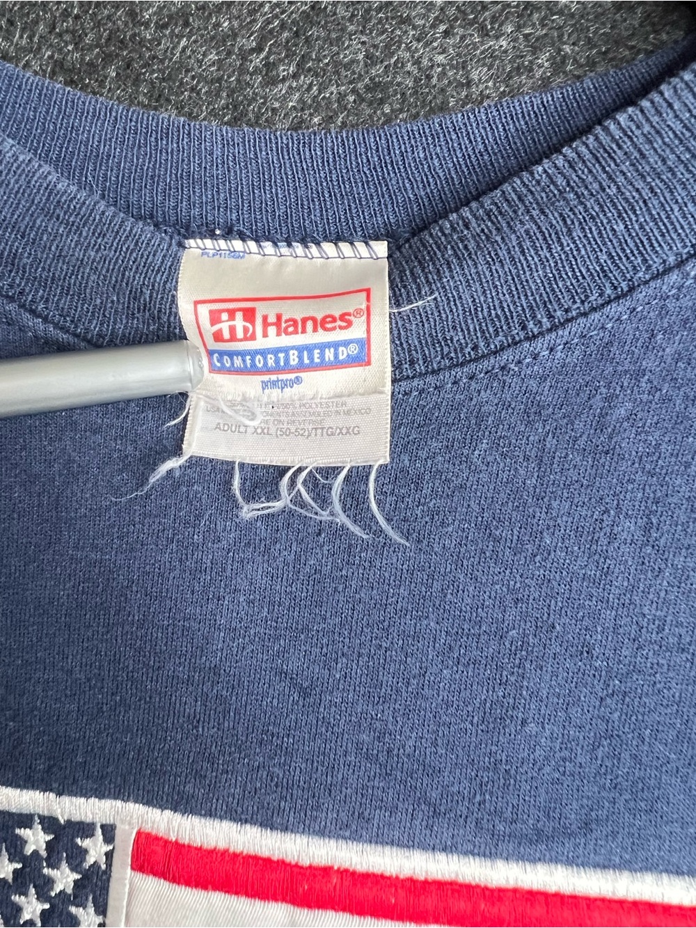 Vintage 90s USA Flag Crewneck Fleece Sweatshirt Womens XXL Embroidered Relaxed - Picture 2 of 5